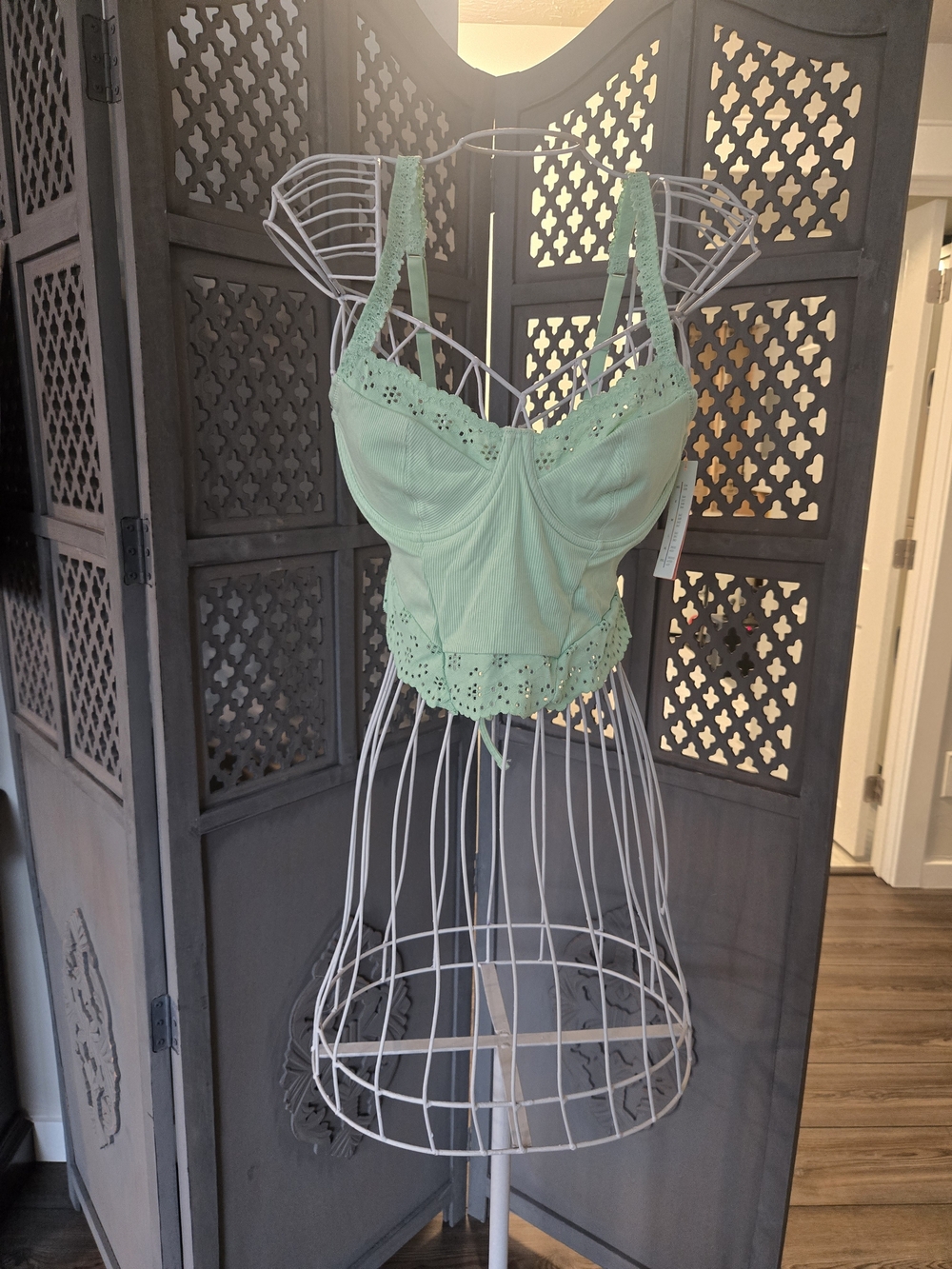 Colsie Mint Green Lace-Trim Bustier